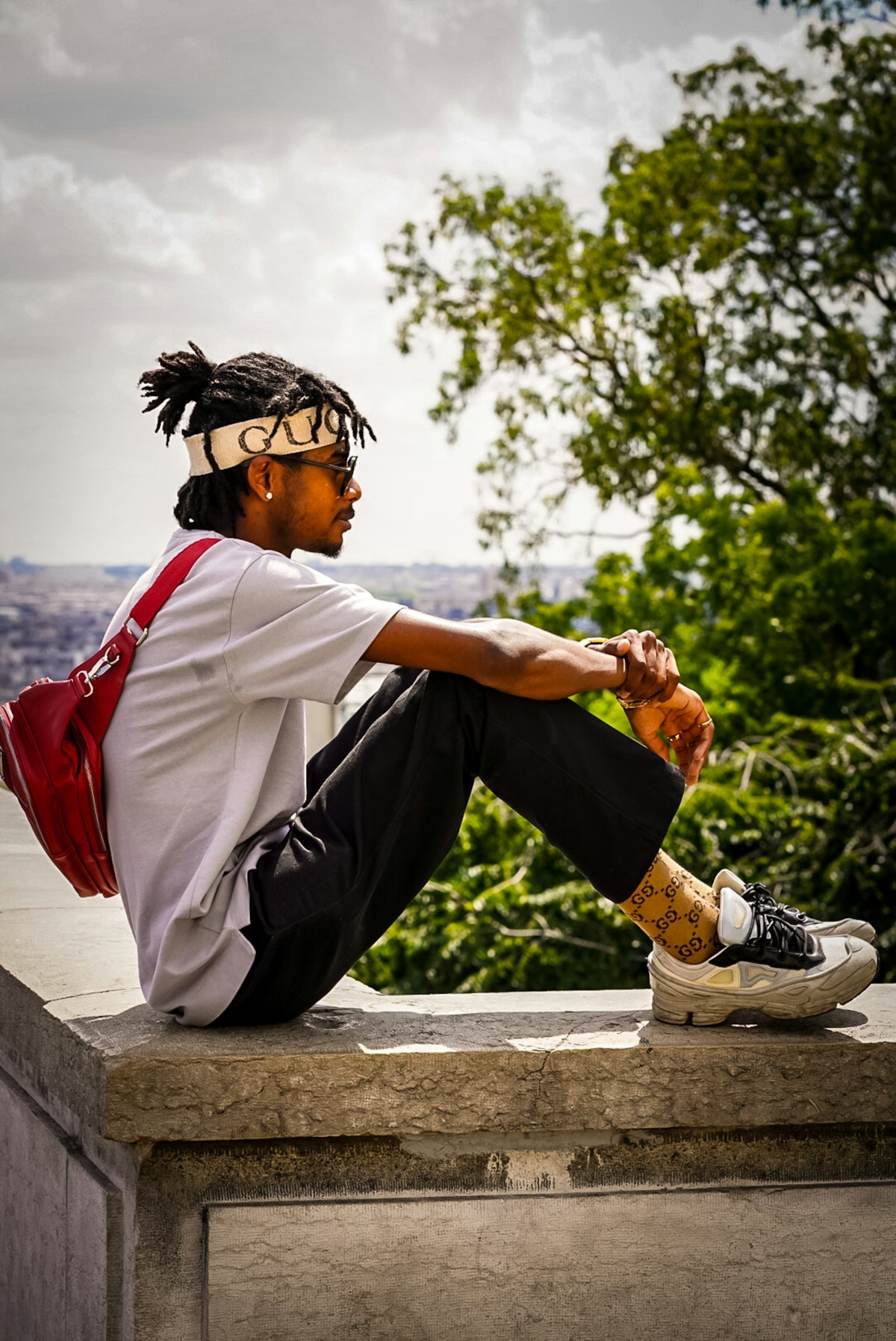 man sitting on bench