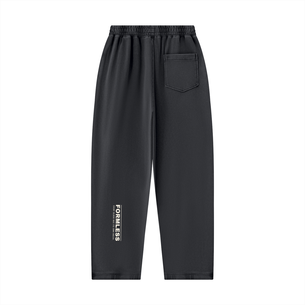 Mineral wash balloon sweatpants in Dark Gray with FORMLESS / EVERY BLOCK HAS ITS OWN RULES. – back | Formless