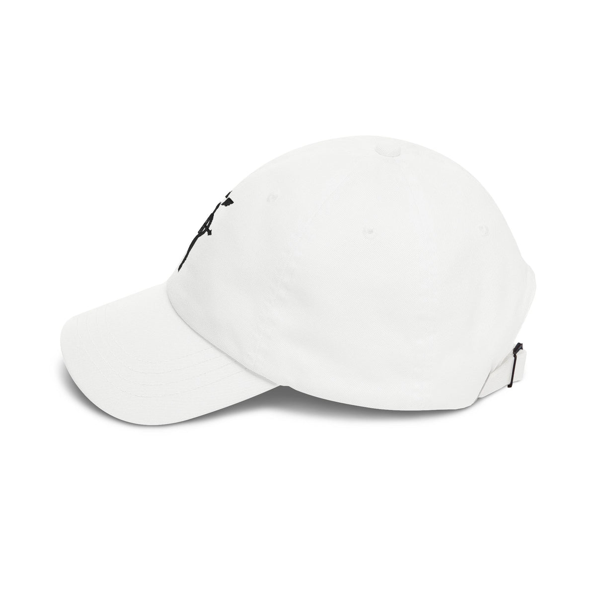 Embroidered cotton twill dad cap in White, side view | Formless