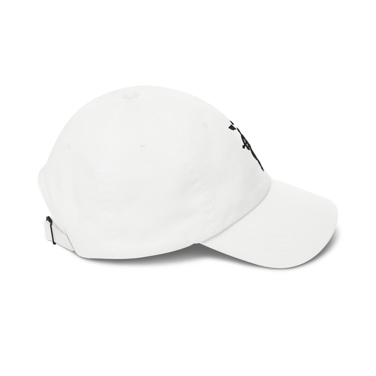 Embroidered cotton twill dad cap in White, opposite side view | Formless