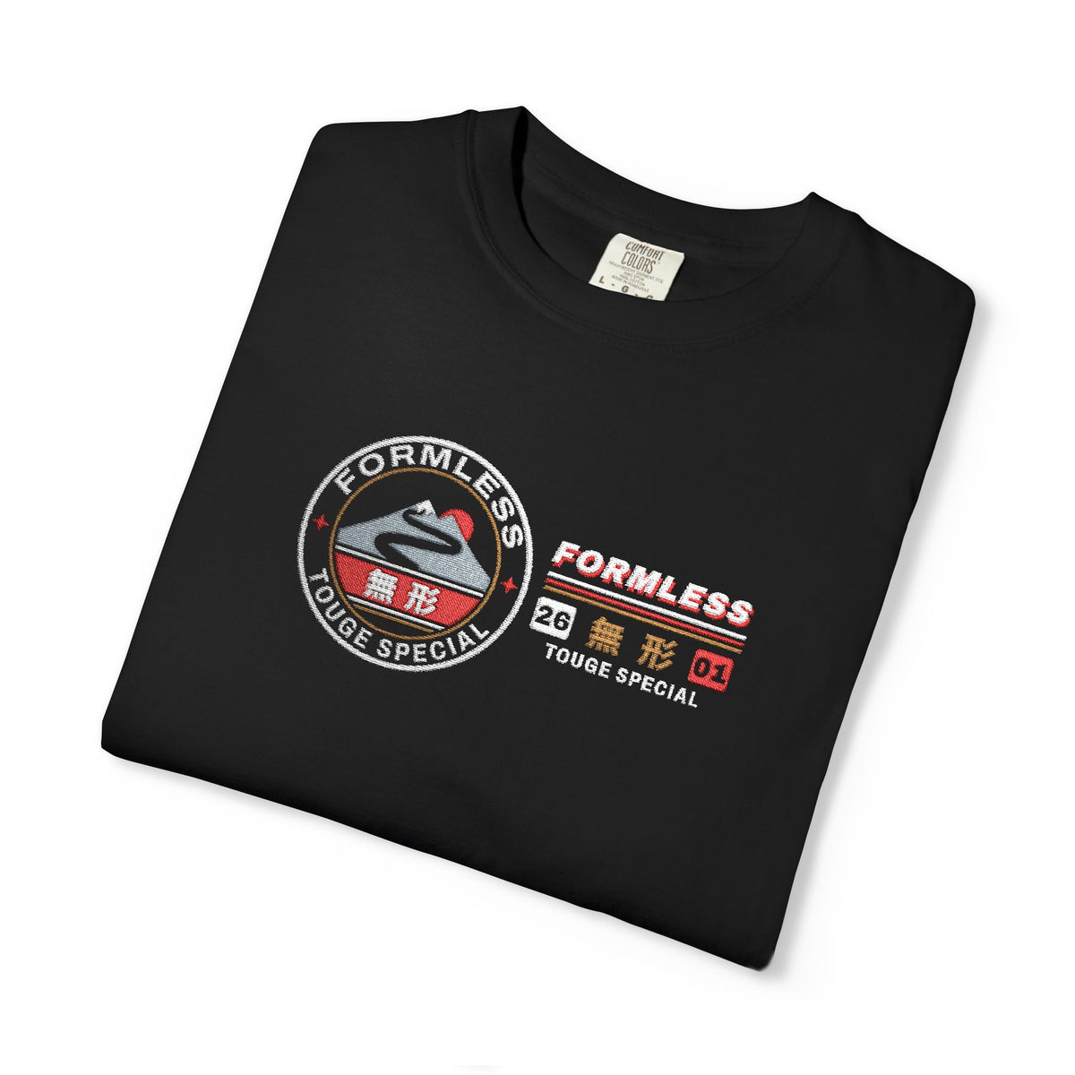 FORMLESS 無形 TOUGE SPECIAL Embroidered Heavyweight Tee — Black