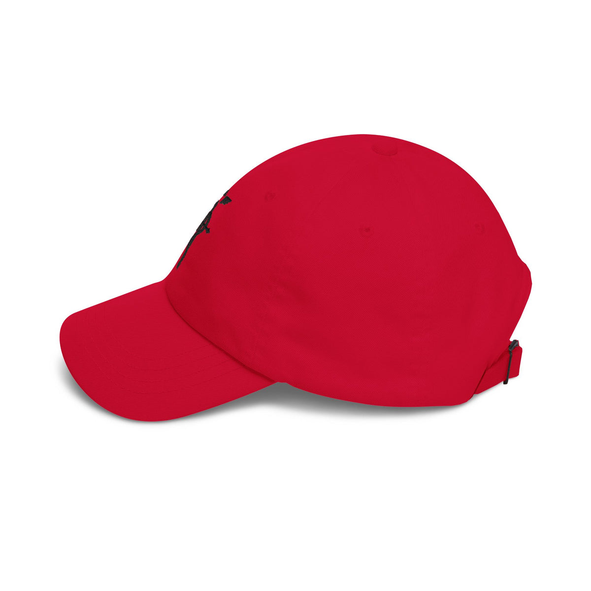 Embroidered cotton twill dad cap in Cranberry, side view | Formless