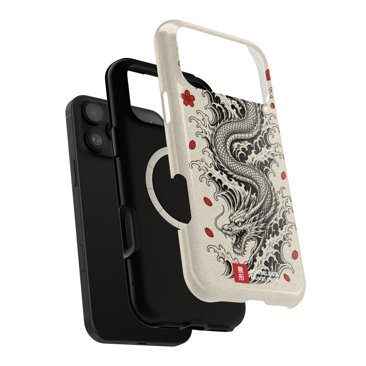 RYŪ magnetic tough phone case, dual-layer shell lifted from black inner case with magnet ring | Formless