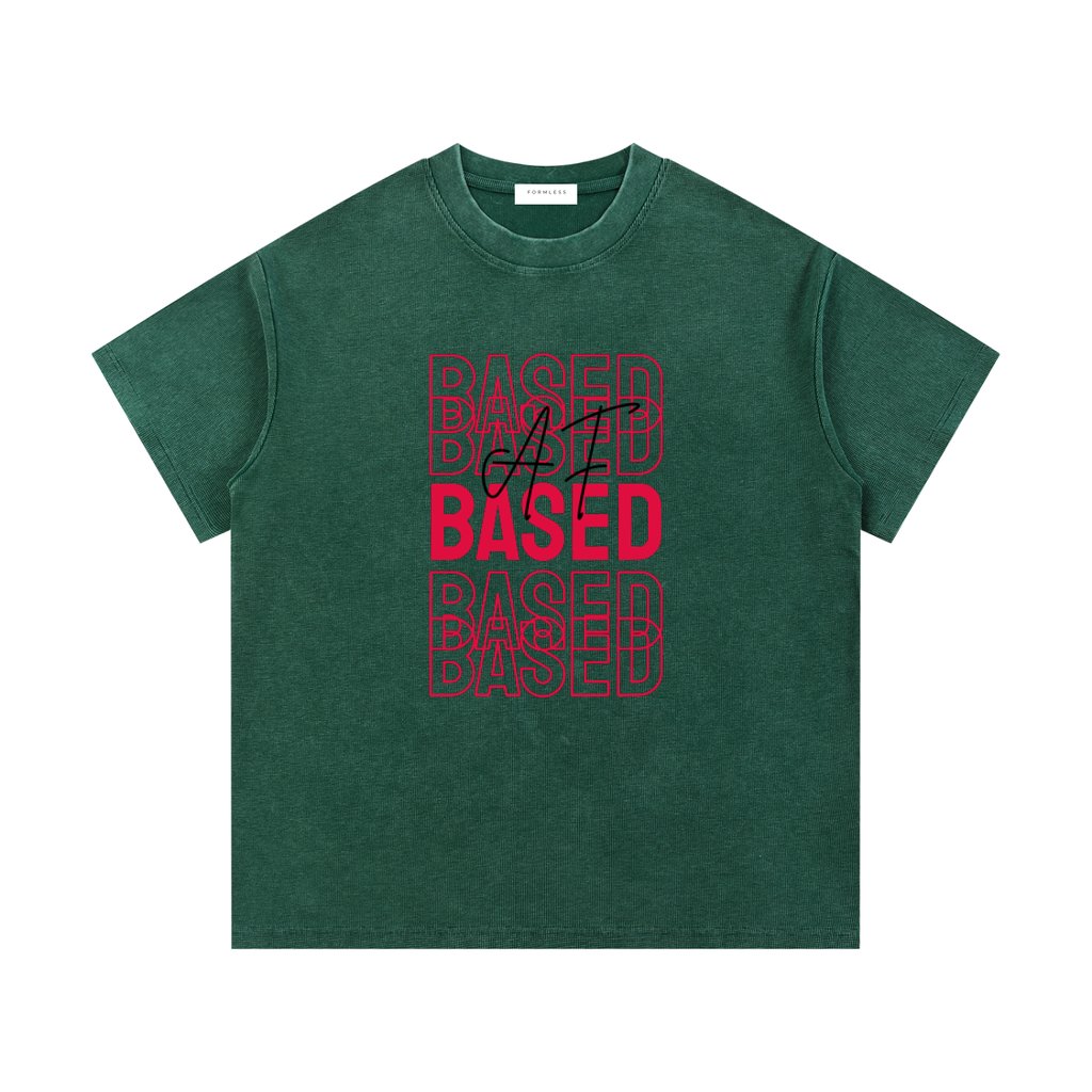 BASED AF - Washed Waffle Knit Tee