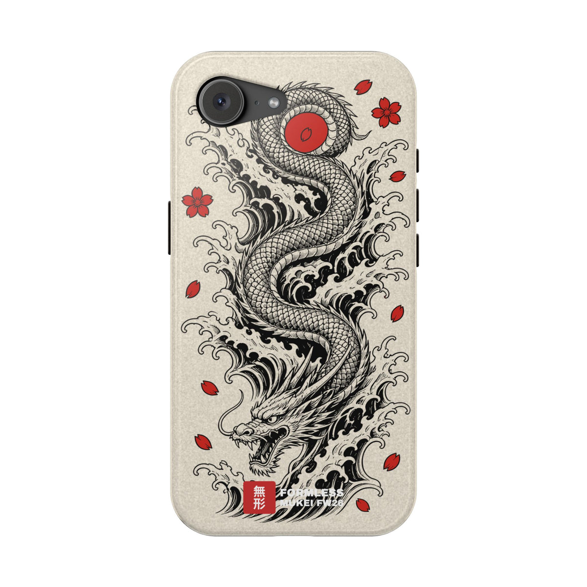 RYŪ dragon magnetic tough phone case, front view on a phone with a small top-left camera | Formless