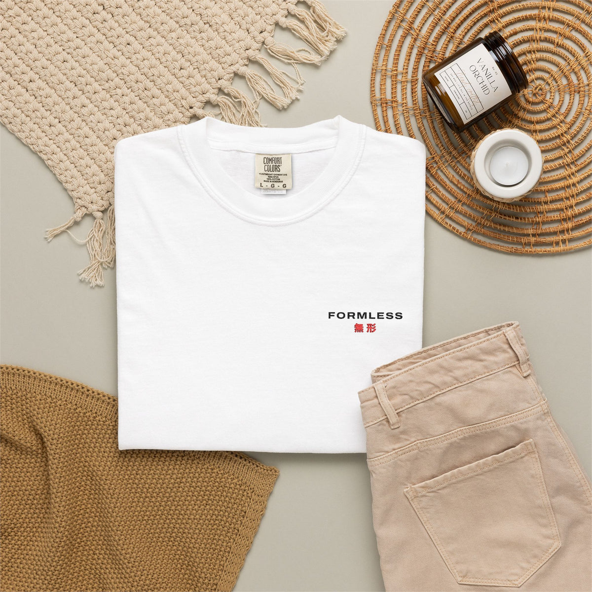 FORMLESS 無形 Embroidered Logo Tee — White