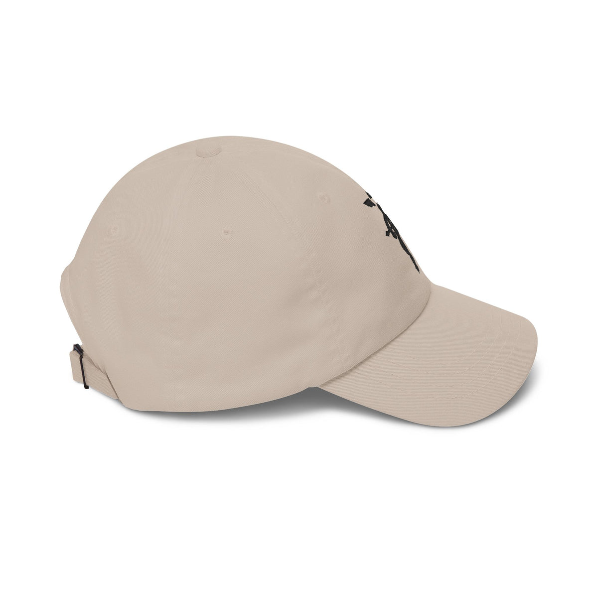 Embroidered cotton twill dad cap in Stone, opposite side view | Formless
