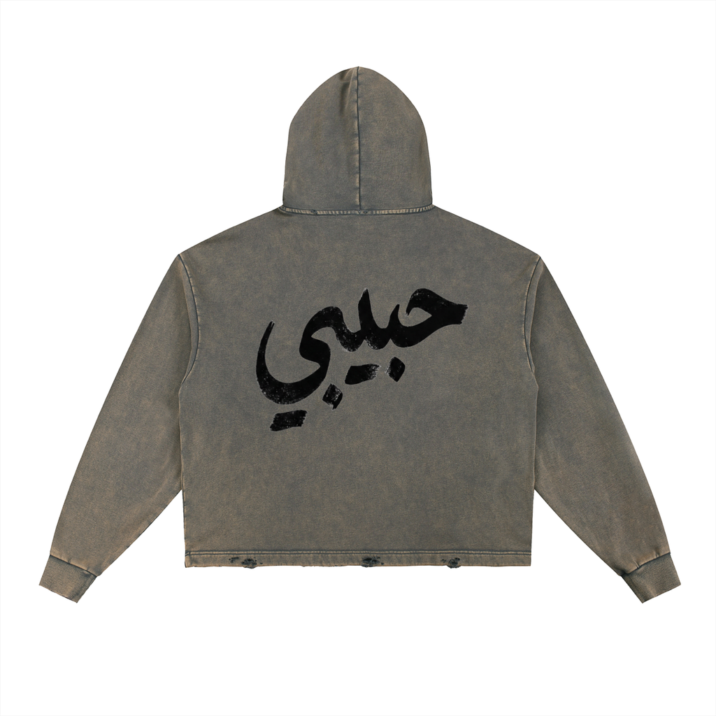 HABIBI — Vintage Washed Frayed Hem Hoodie