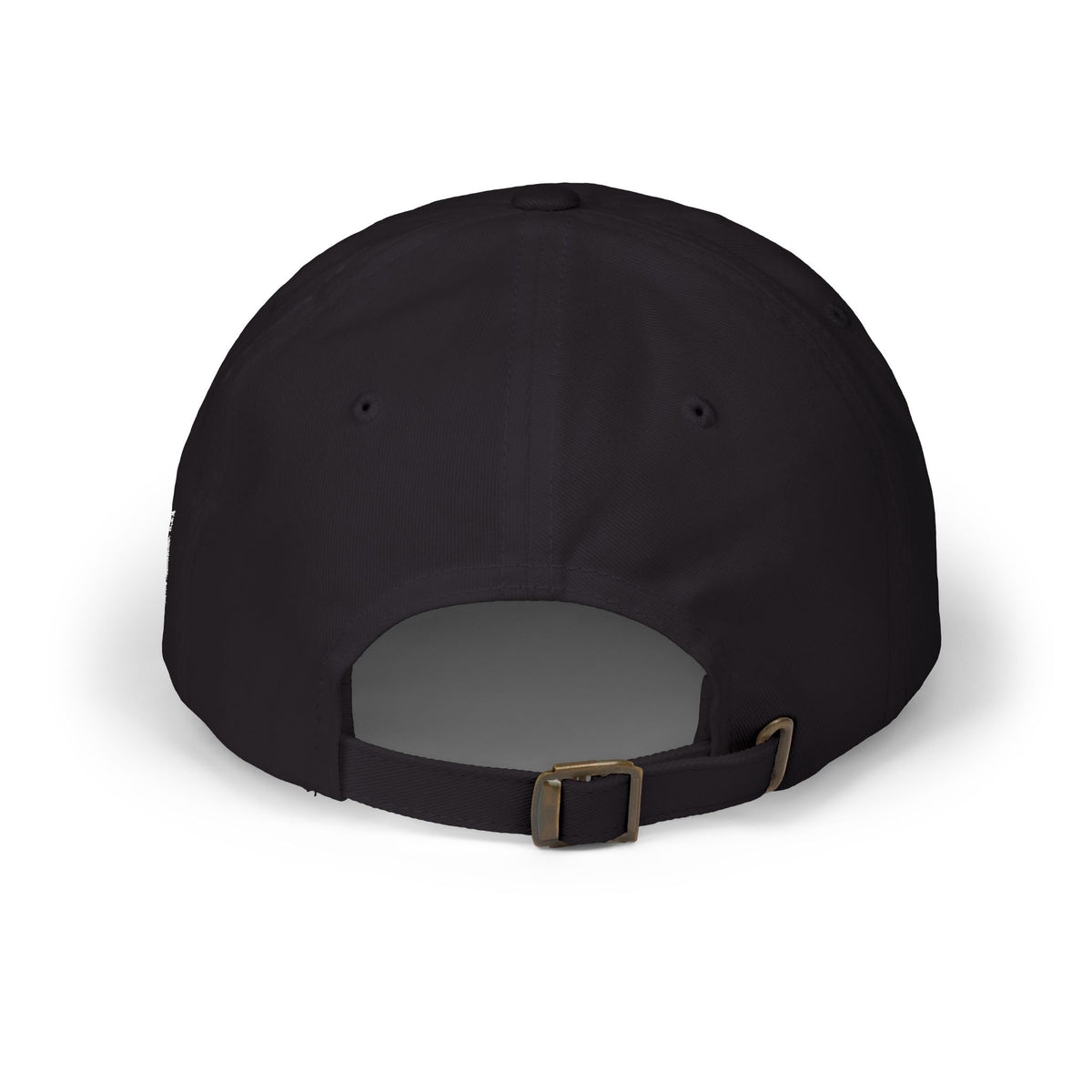 Black Formless 無形走行会 Sōkōkai embroidered JDM dad cap, back view with adjustable strap and brass buckle