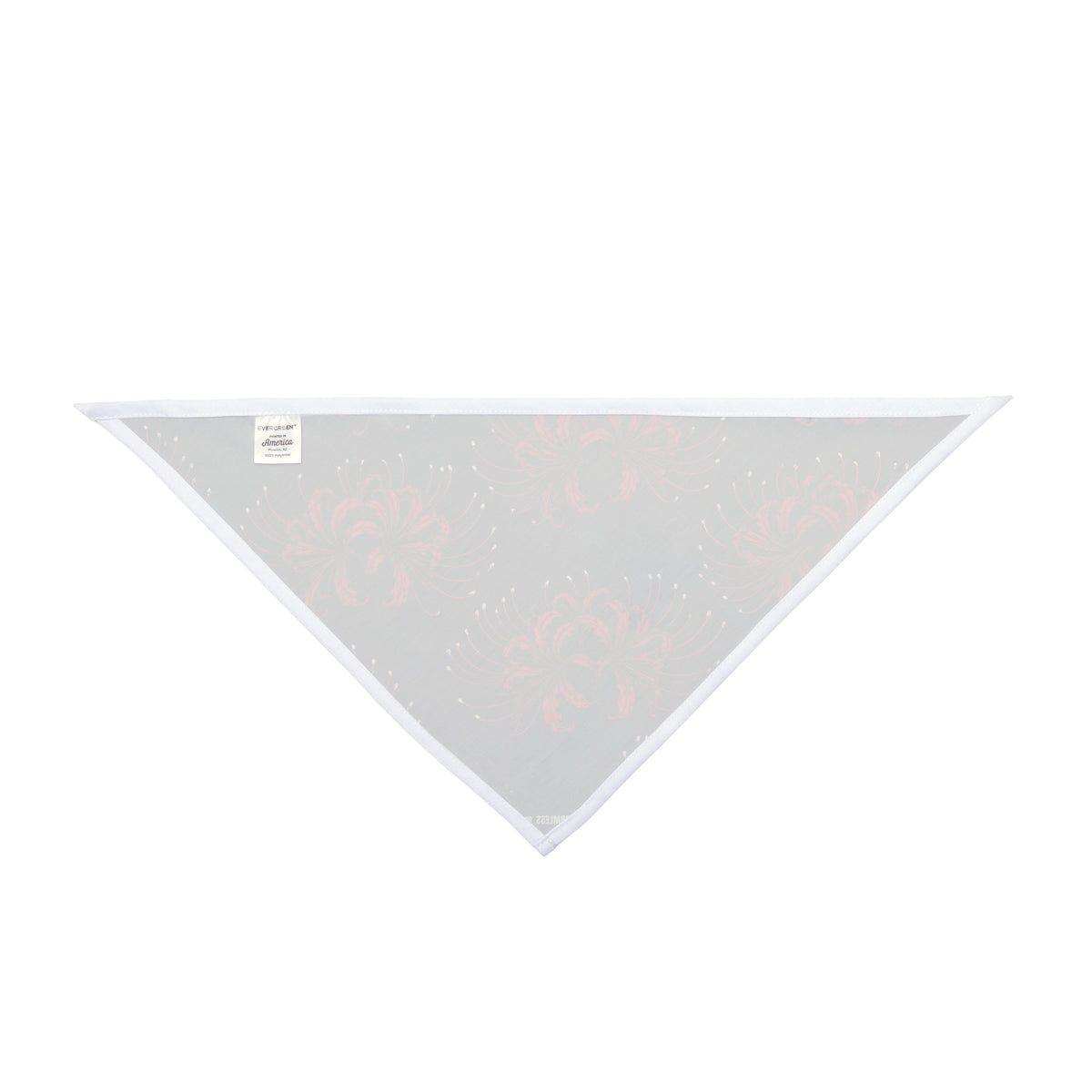 HIGANBANA dog bandana in black with all-over red spider lily print, inside lining view | Formless