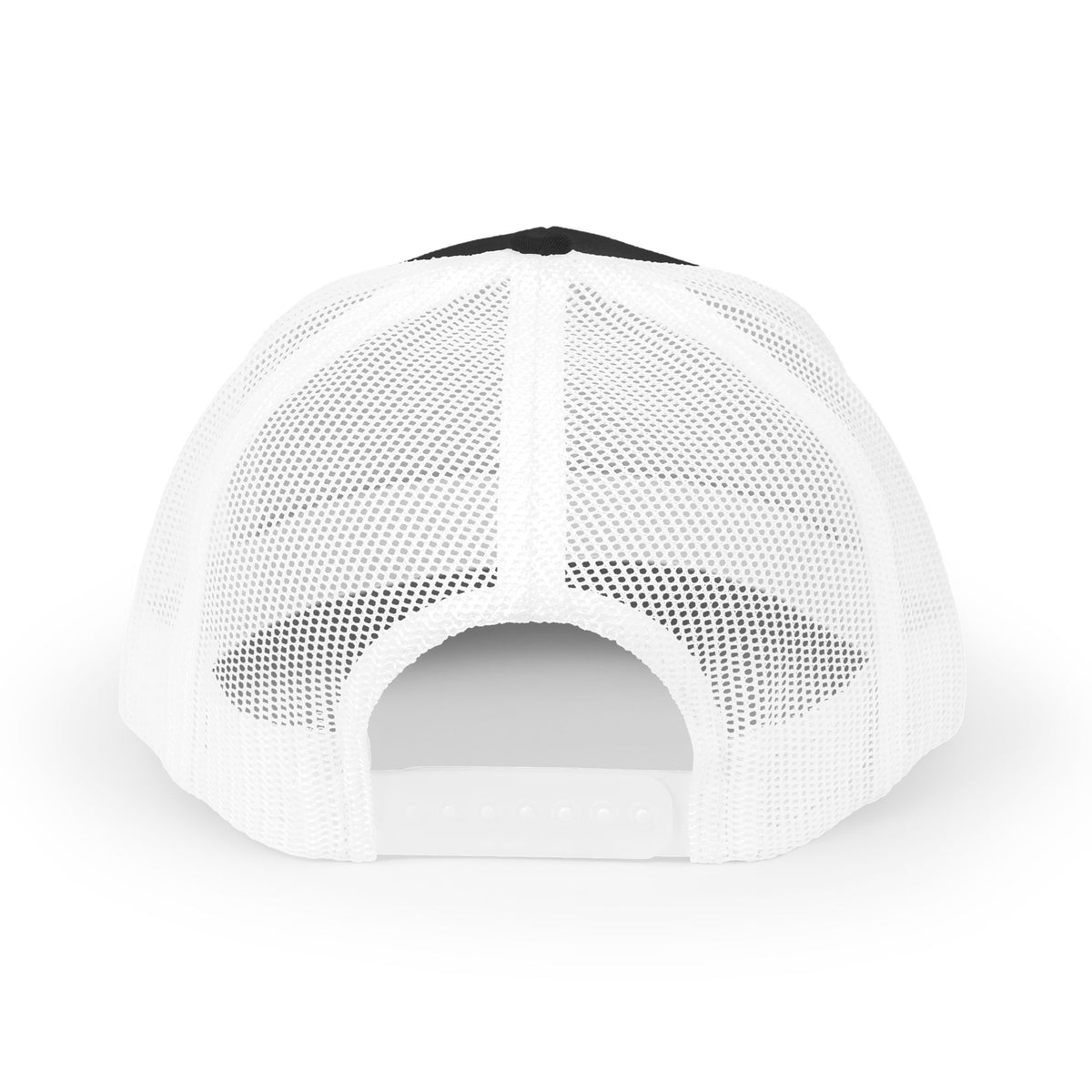 BRB DYING embroidered trucker cap in Black / White with white BRB DYING embroidery on the front – back | Formless