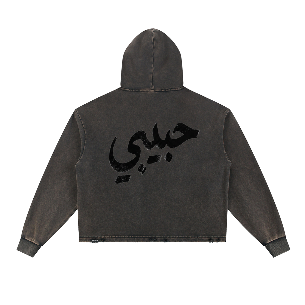 HABIBI — Vintage Washed Frayed Hem Hoodie