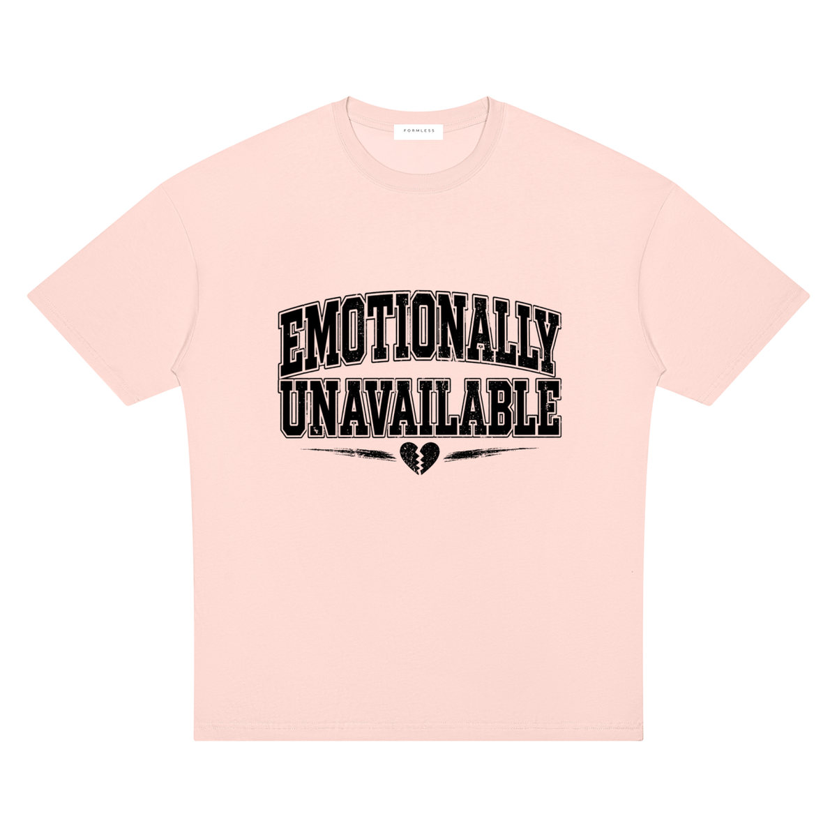 Emotionally Unavailable drop shoulder streetwear tee - detail view