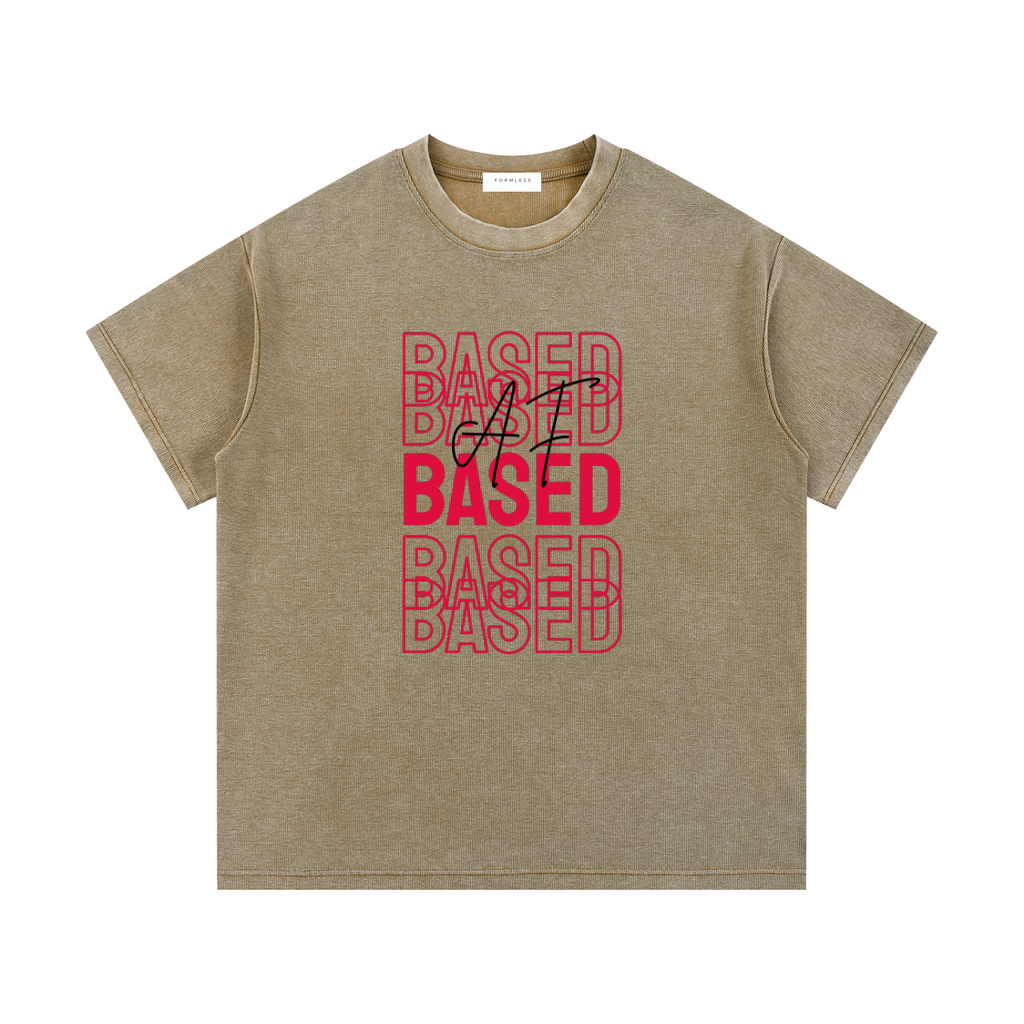 BASED AF - Washed Waffle Knit Tee