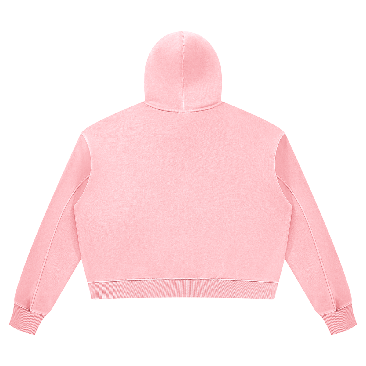 Women's vintage wash cropped hoodie in Pink, flat back view | Formless