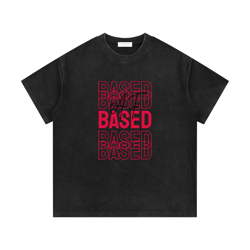 BASED AF - Washed Waffle Knit Tee