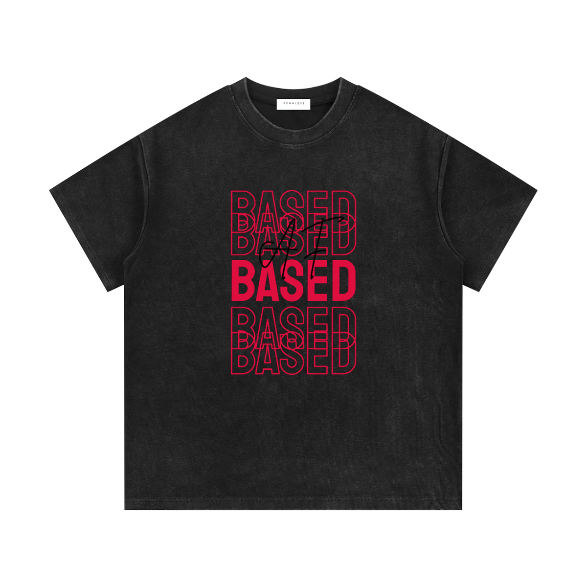 BASED AF - Washed Waffle Knit Tee