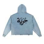 FREEDOM — Vintage Washed Frayed Hem Hoodie